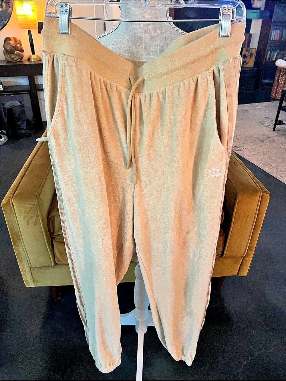 adidas Originals Velour Track Pants Cream Large